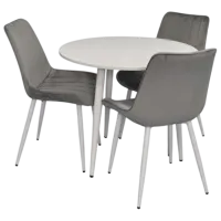 Set masă și scaune Evelin DT 404-5Wh + 3 YTC-055Wh BLU-13 Rotundă / PAL / Light Gray