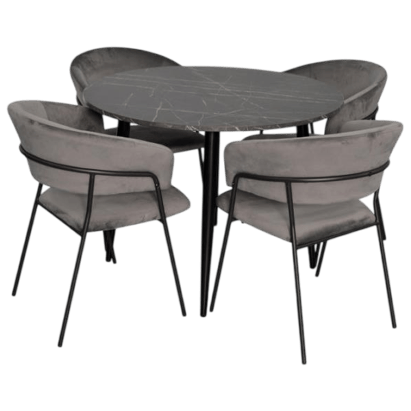 Set masă și scaune Evelin DT 402-6B + 4 YTC-097B UF BLU-14 Rotundă / PAL / Dark Gray photo 1