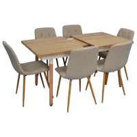 Set masă și scaune Evelin DT 433-4WO + 6 YTC-080Wo BJORN-24 Dreptunghiulară / PAL / Light Beige