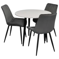 Set masă și scaune Evelin DT 404-3B + 3 YTC-055B BLU-14 Rotundă / PAL / Dark Grey