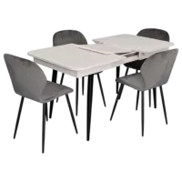 Set masă și scaune Evelin DT 431-1R B + 4 YTC-064B BLU-14 Dreptunghiulară / PAL / Dark Gray