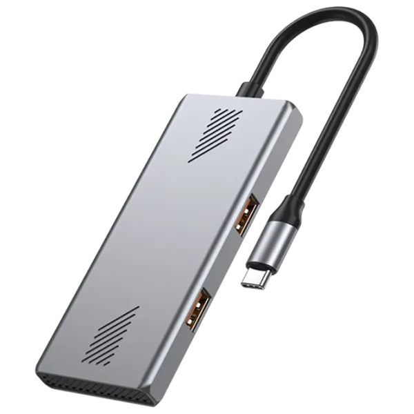 Адаптер Hub Gembird UHB-CM-U310-A2C2-01 USB Type-C / Серебряный photo 1