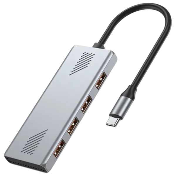 Adaptor Hub Gembird UHB-CM-U310-A4-01 USB Type-C / Silver photo 1