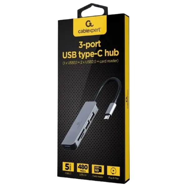 Адаптер Hub Gembird UHB-CM-CRU3P1U2P2-01 USB Type-C / Серебряный photo 2
