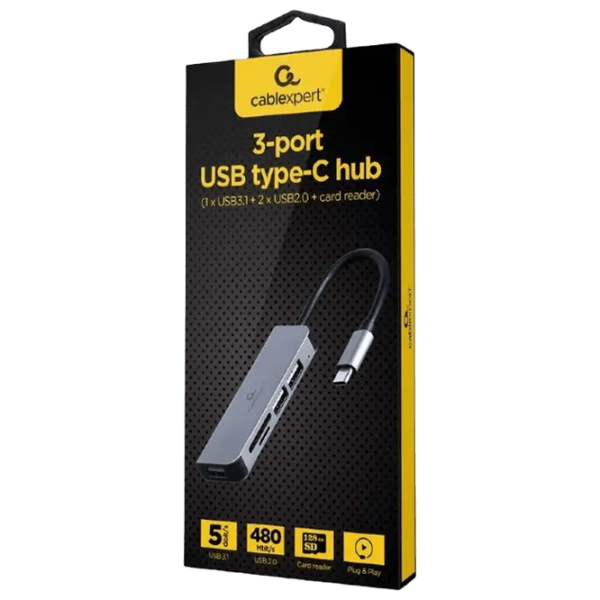 Адаптер Hub Gembird UHB-CM-CRU3P1U2P2-01 USB Type-C / Серебряный photo 2