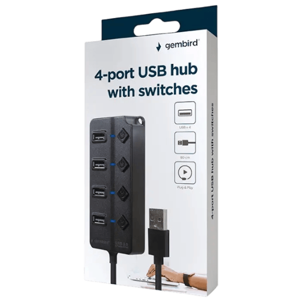 Adaptor Hub Gembird UHB-U2P4P-01 USB Type-A / Black photo 6