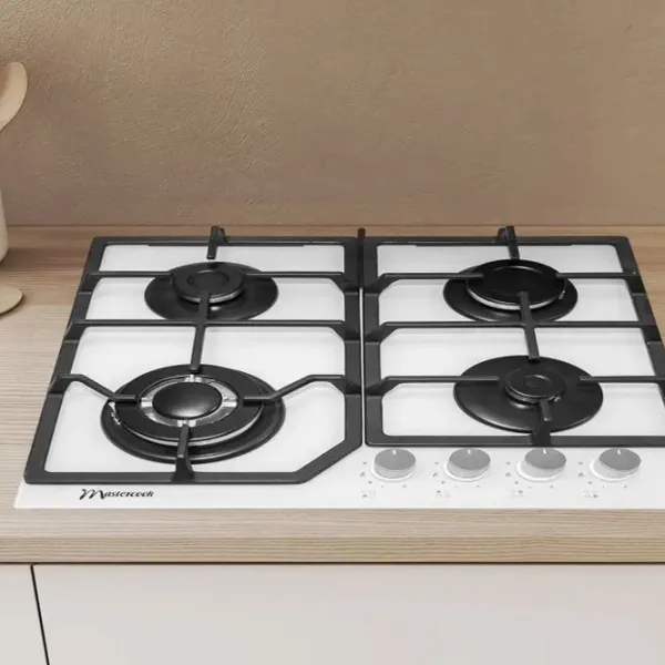 Plită încorporabilă pe gaz Mastercook MC-E 4215 G Sticlă călită / White photo 3