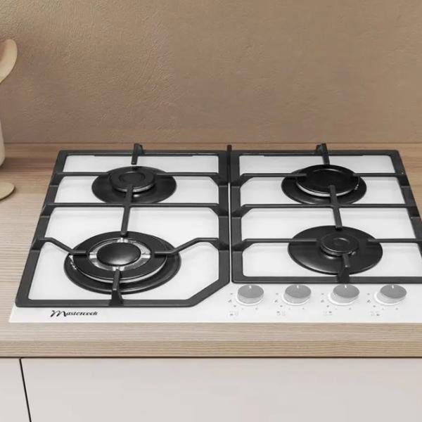 Plită încorporabilă pe gaz Mastercook MC-E 4215 G Sticlă călită / White photo 3