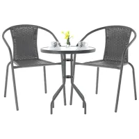 Set mobilă grădină GardenLine Bistro Plastic / Sticlă / Metal / Gray