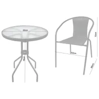 Set mobilă grădină GardenLine Bistro Plastic / Sticlă / Metal / Gray photo 2