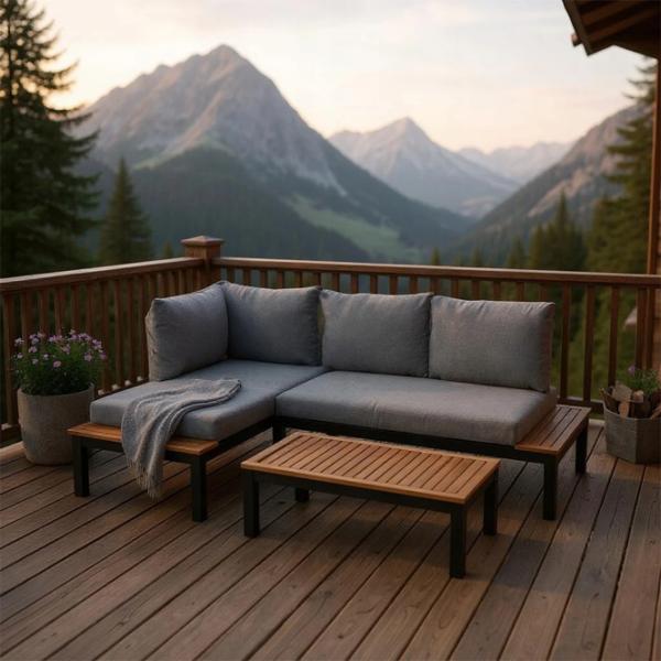 Set mobilă grădină GardenLine Lagoon Lemn / Aluminiu / Aluminiu / Brown photo 6