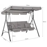 Садовые качели Springos Luna GS0013 Серый / 220 кг photo 7