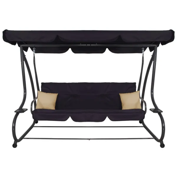 Садовые качели Springos Linda GS0016 Черный / 300 кг photo 1