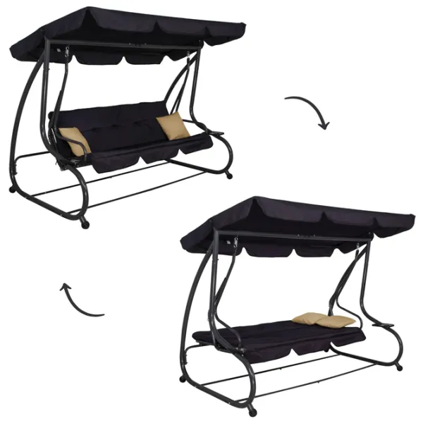 Садовые качели Springos Linda GS0016 Черный / 300 кг photo 5