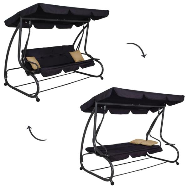Садовые качели Springos Linda GS0016 Черный / 300 кг photo 5