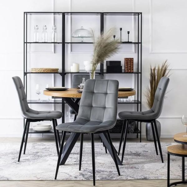 Scaun de bucătărie Mebel Elite Peru Velur/ Gray Black photo 5