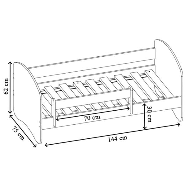 Pat pentru copii ACMA Meble 5707001 70 x 140 cm / Lemn / White photo 4