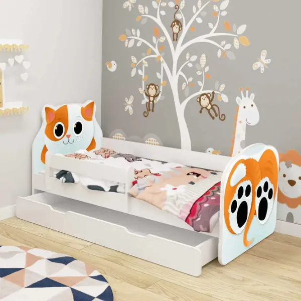 Pat pentru copii ACMA Meble Animals Kitten 70 x 140 cm / PAL / Orange photo 2