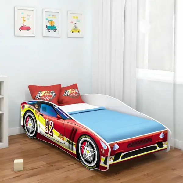 Pat pentru copii ACMA Meble V/Car Nr.4 70 x 140 cm / Lemn / Red photo 3