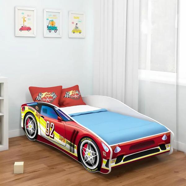 Pat pentru copii ACMA Meble V/Car Nr.4 70 x 140 cm / Lemn / Red photo 3