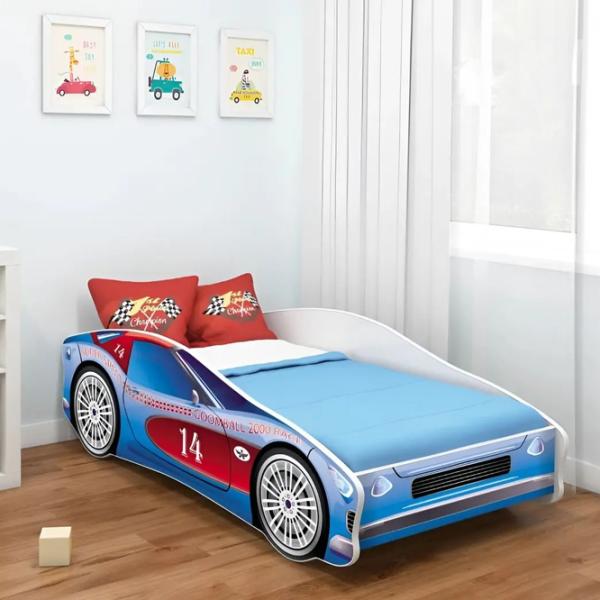 Pat pentru copii ACMA Meble V/Car Nr.2 80 x 160 cm / Lemn / Blue photo 3
