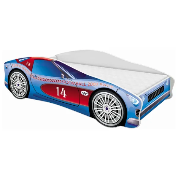 Pat pentru copii ACMA Meble V/Car Nr.2 80 x 180 cm / Lemn / Blue photo 1