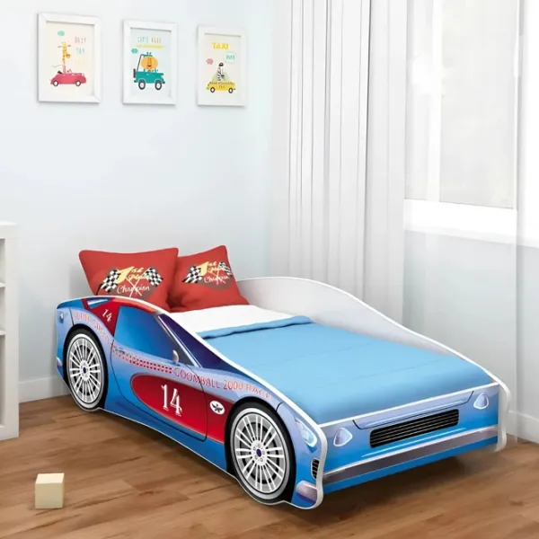 Pat pentru copii ACMA Meble V/Car Nr.2 80 x 180 cm / Lemn / Blue photo 2