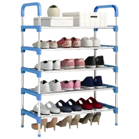 Стеллаж для обуви 4Life Soleo 95 x 60 x 30см /Серебро /Синий