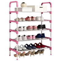 Стеллаж для обуви 4Life Soleo 95 x 60 x 30см /Серебро /Розовый