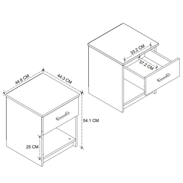 Noptiere Bofigo 19-01-01 54.1 x 44.6 x 44.3 / PAL / White photo 5