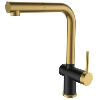 Baterie pentru bucătărie SanDonna Riva Mono comandă / Pivotantă / Alamă / Gold