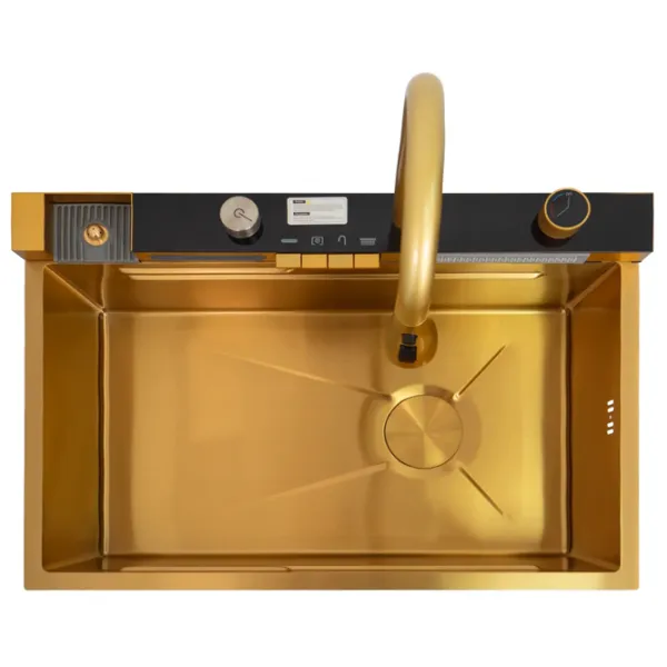 Chiuvetă SanDonna HD7550 75 x 50 / Oțel inoxidabil / Gold photo 3