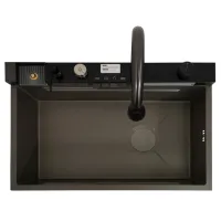 Кухонная мойка SanDonna HD7550 75 x 50 / Нержавеющая сталь / Черный photo 5