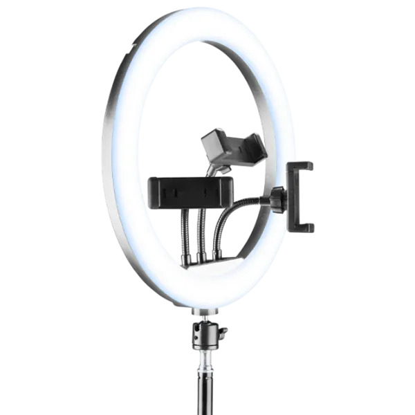 Trepied cu lampă Cellularline Selfie Ring Trio Universal 330 mm Black photo 2