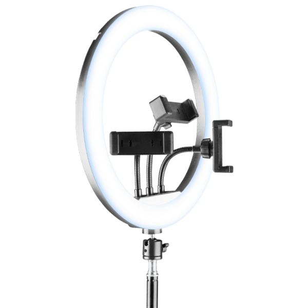 Trepied cu lampă Cellularline Selfie Ring Trio Universal 330 mm Black photo 2