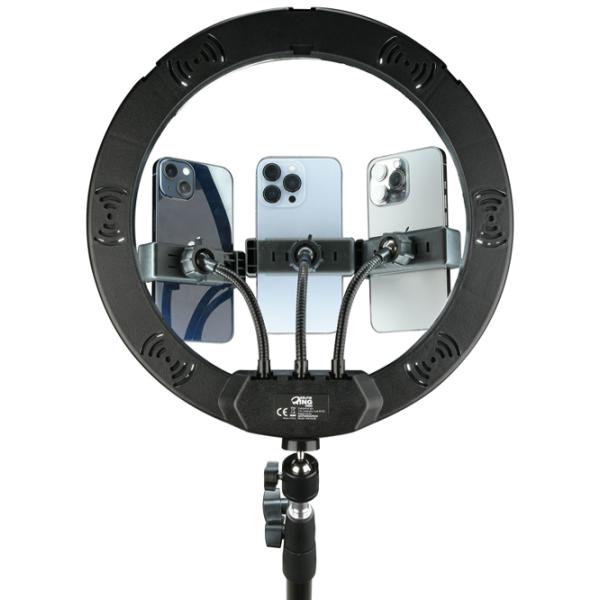Trepied cu lampă Cellularline Selfie Ring Trio Universal 330 mm Black photo 3