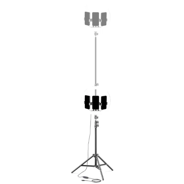 Trepied cu lampă Cellularline Selfie Ring Trio Universal 330 mm Black photo 4