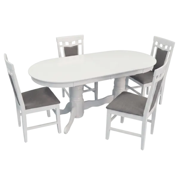Set masă și scaune Evelin HV-31N White + 4 Deepa R White Ovală / PAL / Gray photo 1