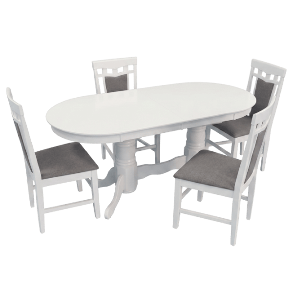 Set masă și scaune Evelin HV-31N White + 4 Deepa R White Ovală / PAL / Gray photo 1