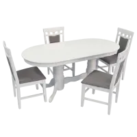 Set masă și scaune Evelin HV-31N White + 4 Deepa R White Ovală / PAL / Gray
