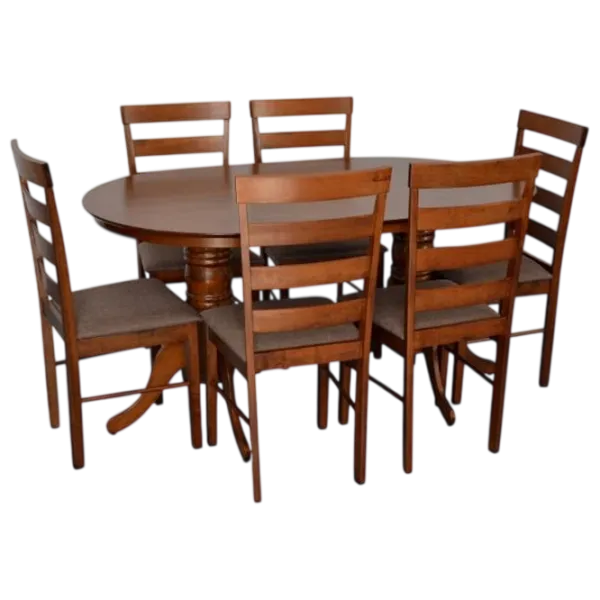 Set masă și scaune Evelin HV-24V + 6 GLORIA Ovală / PAL / Burnish oak photo 1