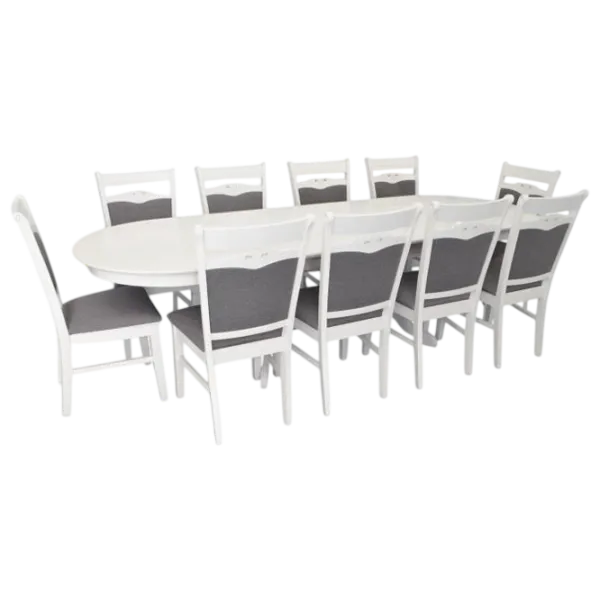 Set masă și scaune Evelin HV-33V + 10 HV-3167 Ovală / PAL / White photo 1