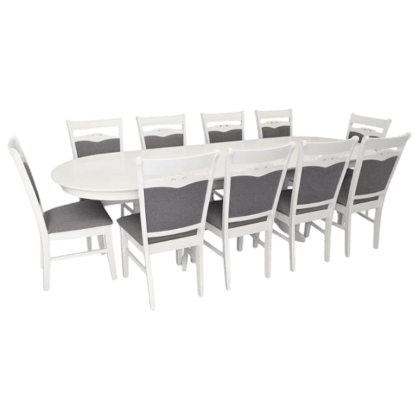 Set masă și scaune Evelin HV-33V + 10 HV-3167 Ovală / PAL / White photo 1