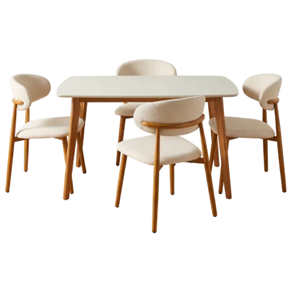 Set masă și scaune Evelin COOPER + 4 QT-284Wo Dreptunghiulară / PAL / White photo 1