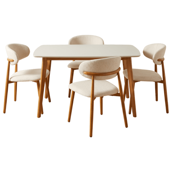 Set masă și scaune Evelin COOPER + 4 QT-284Wo Dreptunghiulară / PAL / White photo 1