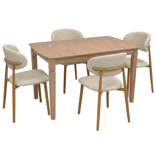 Set masă și scaune Evelin HV-27V + 4 QT-284Wo UF885-02 Dreptunghiulară / PAL / Light Brown photo 1
