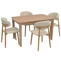 Set masă și scaune Evelin HV-27V + 4 QT-284Wo UF885-02 Dreptunghiulară / PAL / Light Brown