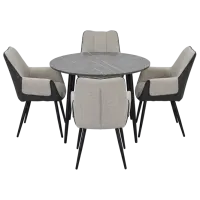 Set masă și scaune Evelin DT 402-6B + 4 QT-227B UF885-13 Rotundă / PAL / Light Gray