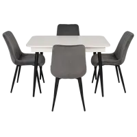 Set masă și scaune Evelin DT 431-1R B + 4 YTC-055B BLU-14 Dreptunghiulară / PAL / White