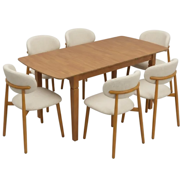 Set masă și scaune Evelin HV-27V + 6 QT-284Wo UF885-02 Dreptunghiulară / PAL / Light Beige photo 1